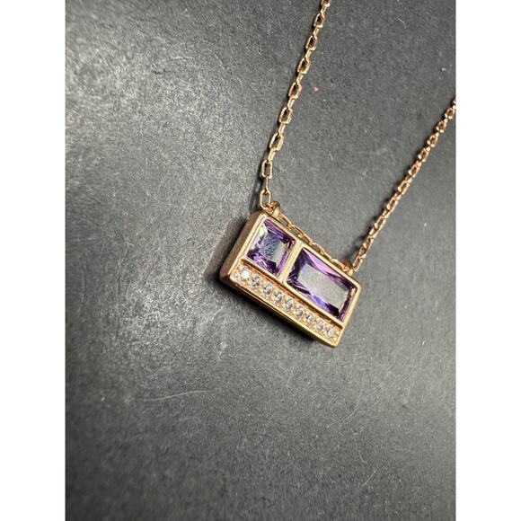 Bomb Party Amethyst CZ February 2024 Necklace You Make Loving You Easy Rose Gold - Picture 2 of 11